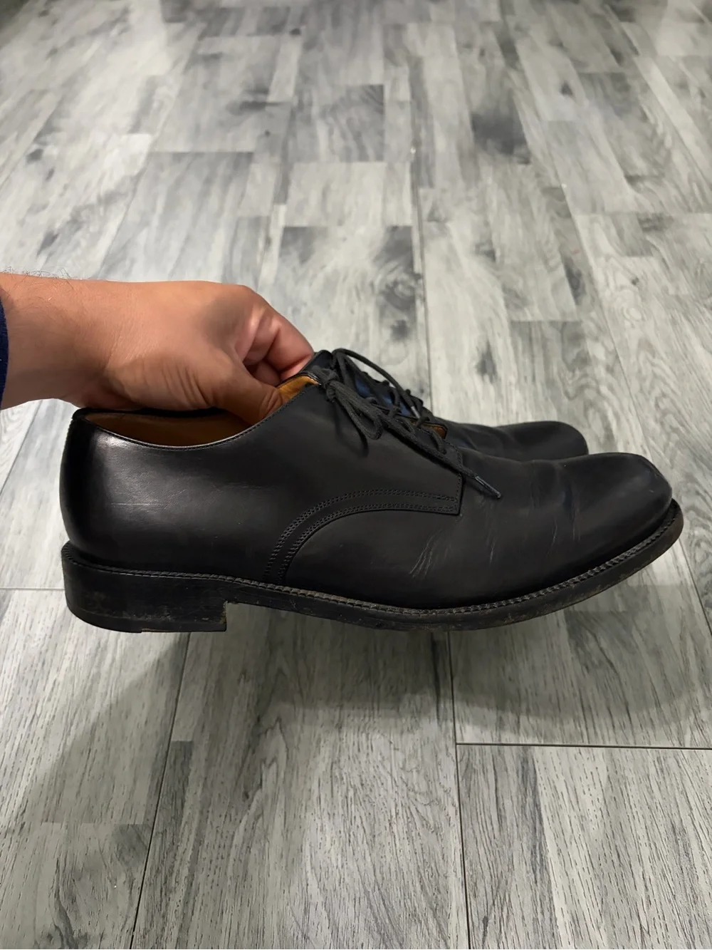 Marc Jacobs Black Leather Derby Shoes with Tan Lining Sz 8/ 42